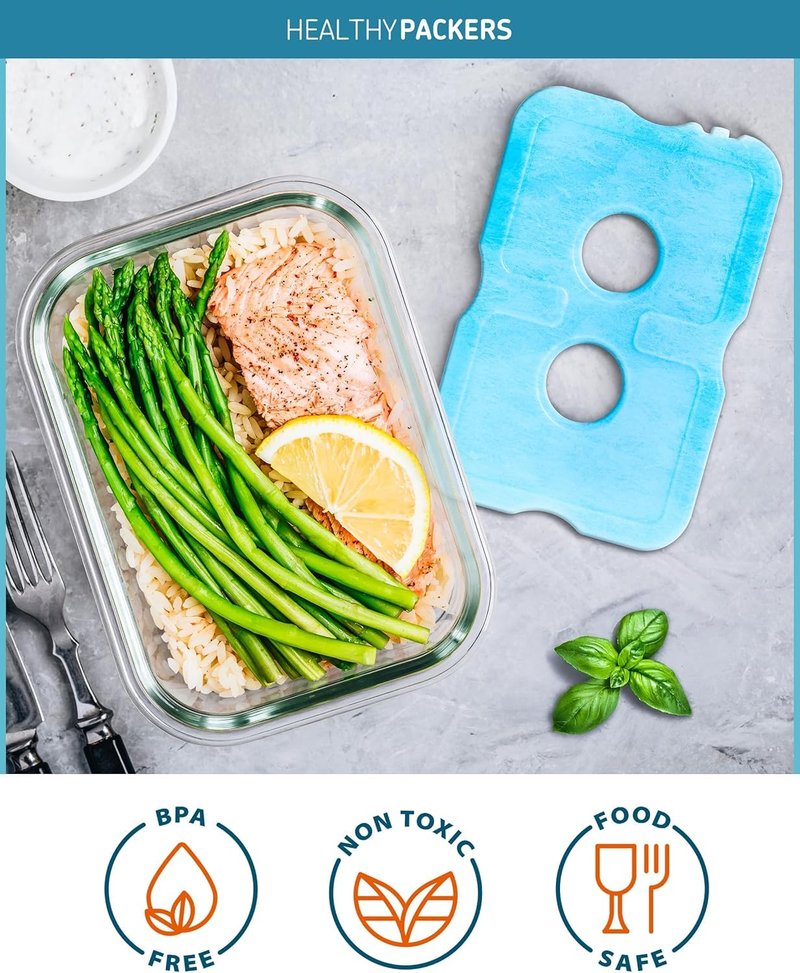 Healthy Packers Ice Packs for Lunch Boxes & Coolers - Freezer Packs - Original Cool Pack | Cooler Accessories for Beach, Camping & Fishing | Slim & Long-Lasting Reusable Ice Pack for Cooler (Set of 4)