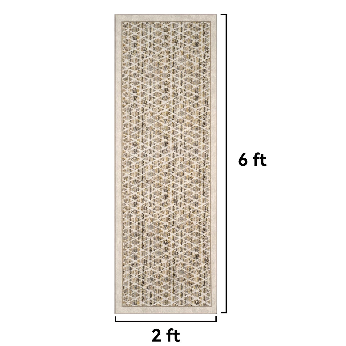 Washable Runner Rug 2x6 for Hallway, Non Slip Kitchen Runner Rug, Soft Low Pile Indoor Carpet Runner for Entryway, Laundry Room, Bedroom Decor (2'x6', Beige)