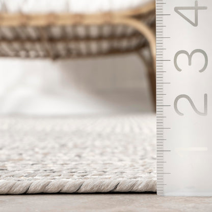 nuLOOM 4' x 6' Solid Hand Braided Indoor/Outdoor Area Rug, Pet-Friendly, High Traffic, Weather Resistant, for Patio, Balcony, Bedroom, Living Room, Dining Room, Wynn Ivory