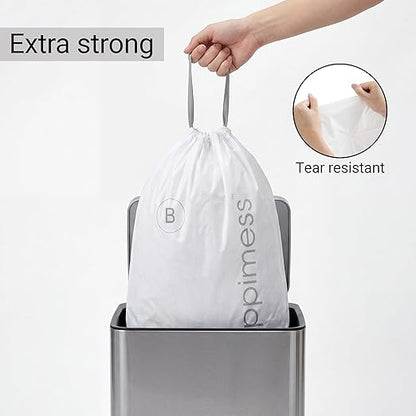 happimess HPM3000B-WHITE 5.3 Gallon Kitchen Drawstring Trash Bags, Trash Can