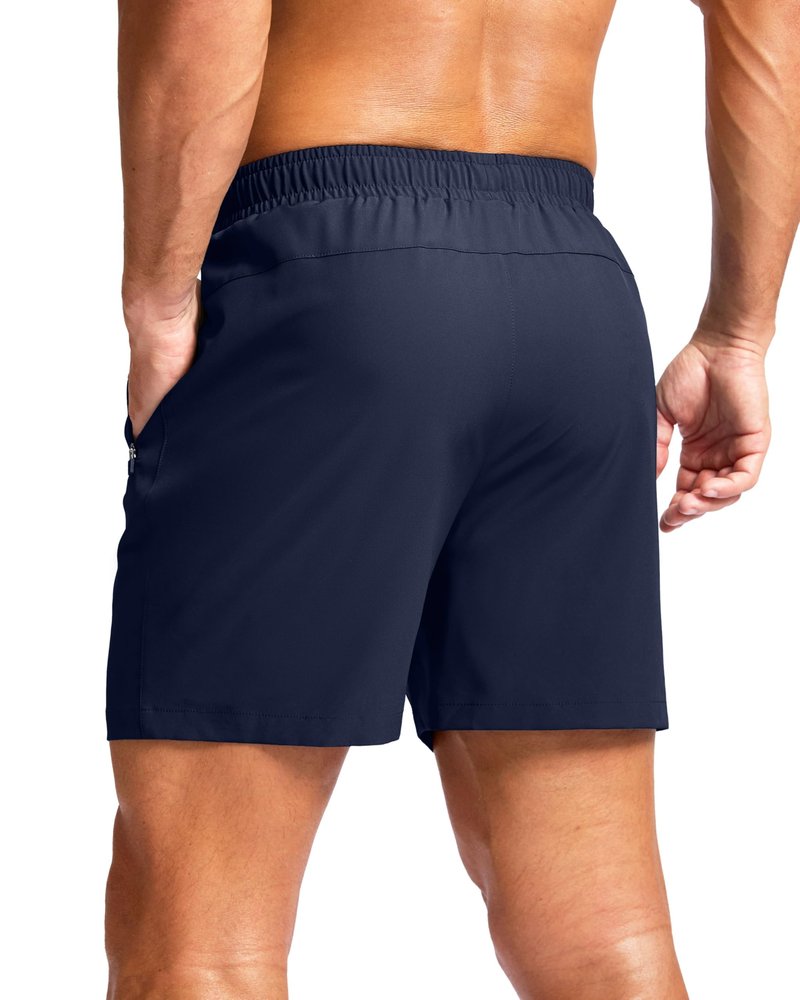 G Gradual Men's Athletic Running Shorts with Zipper Pockets Quick Dry 7"/ 5"/ 9" Workout Gym Shorts for Basketball Hiking(Navy,5S)