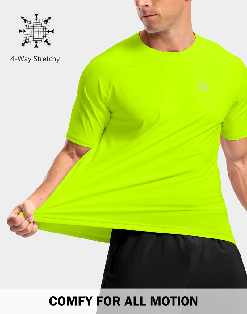 G Gradual Men's Athletic Workout T-Shirts Moisture Wicking Cooling Running Shirts Short Sleeve Performance Tee for Gym Tennis(Fluorescent Green,XXL)