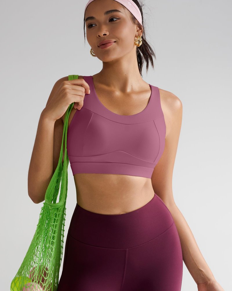 RUNNING GIRL High Impact Sports Bras for Women,Racerback Red Bra Workout Crop Tank Tops Longline Sports Bra Push up(WX2667 Pink,M)