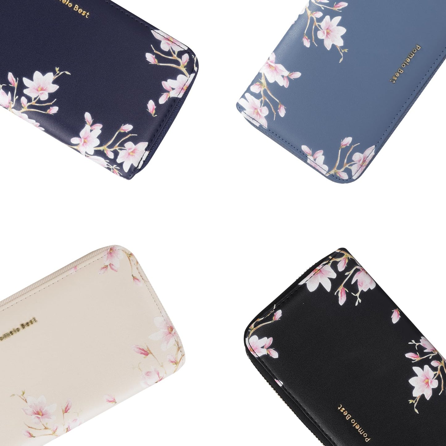Pomelo Best Womens Wallet RFID Blocking Leather Multi Credit Card Zip Around Long Wallet Wristlet Large Capacity Travel for Ladies