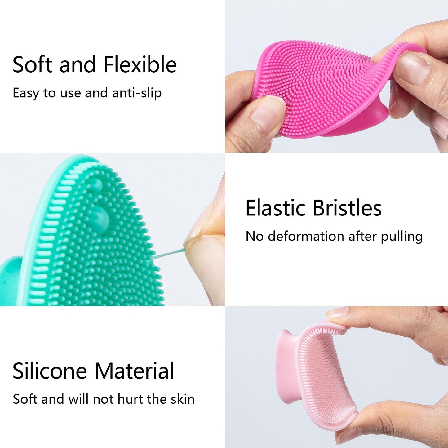 4 Pack Silicone Face Scrubber, Beomeen Facial Cleansing Brush Soft Silicone Facial Exfoliation and Massage Brush Blackhead Scrubber for Men and Women (Black)