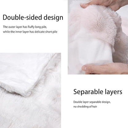 Luxury Faux Fur Throw Blanket 3D Bubble for Couch - Fluffy Blanket Double-Sided Non-Shedding, 50x60 Inches, Fits Bed/Car/Camping/Patio, Gift for Women,Room Decor,White