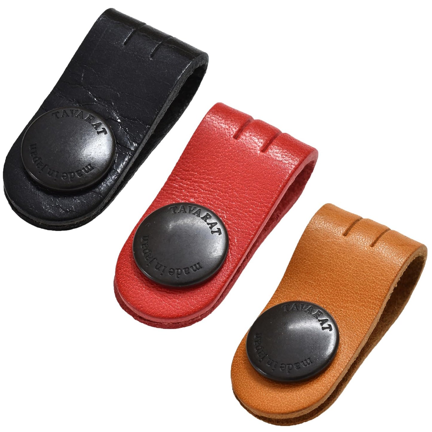 TAVARAT Cord Organizer, Cable Organizer, Charger Organizer, made in Japan, Genuine Leather, Cable Straps, Cable management, Cable Holder (Three-colour set A)