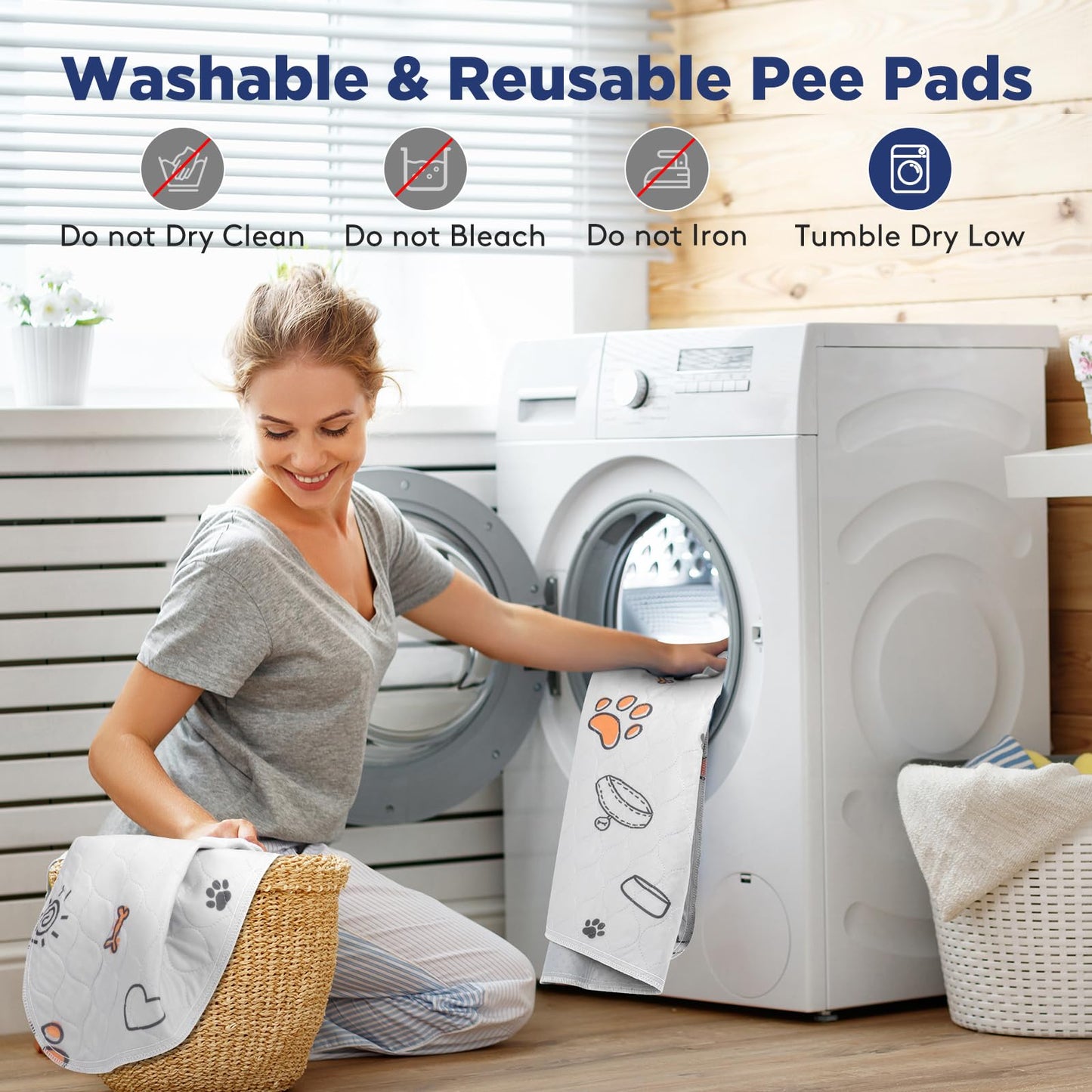 Washable Pee Pads for Dogs, 2 Pack Large 41"x41" Super Absorbent Reusable Pads for Dog Training Pads, 100% Waterproof Non-Slip Whelping Pads Dog Playpen Crate Mat Bed Pads