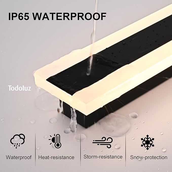 TODOLUZ 2-Pack 48-Inch LED Long Outdoor Wall Light Fixture, 35W IP65 Waterproof Exterior Linear Wall Mount Lighting, 5 Color Temperature Mode (3000K/3500K/4500K/5000K/6000K)