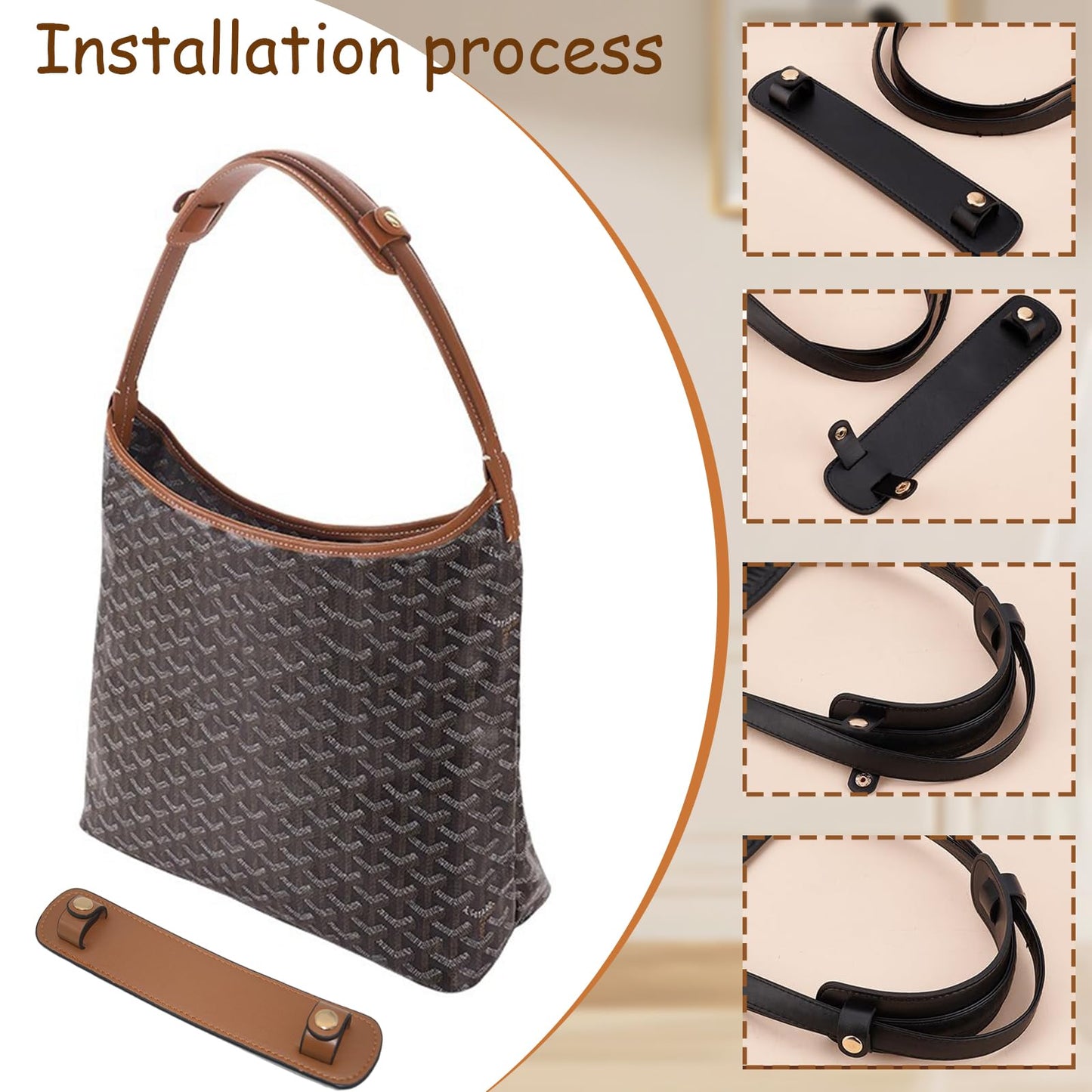 Fkereg 2 Pack Leather Purse Shoulder Strap Pads for Pressure Relief, Detachable Bag Handle Wrap Cover, Crossbody Handbag Tote Straps Replacement, Backpack Handle Protector Cushion, Beige