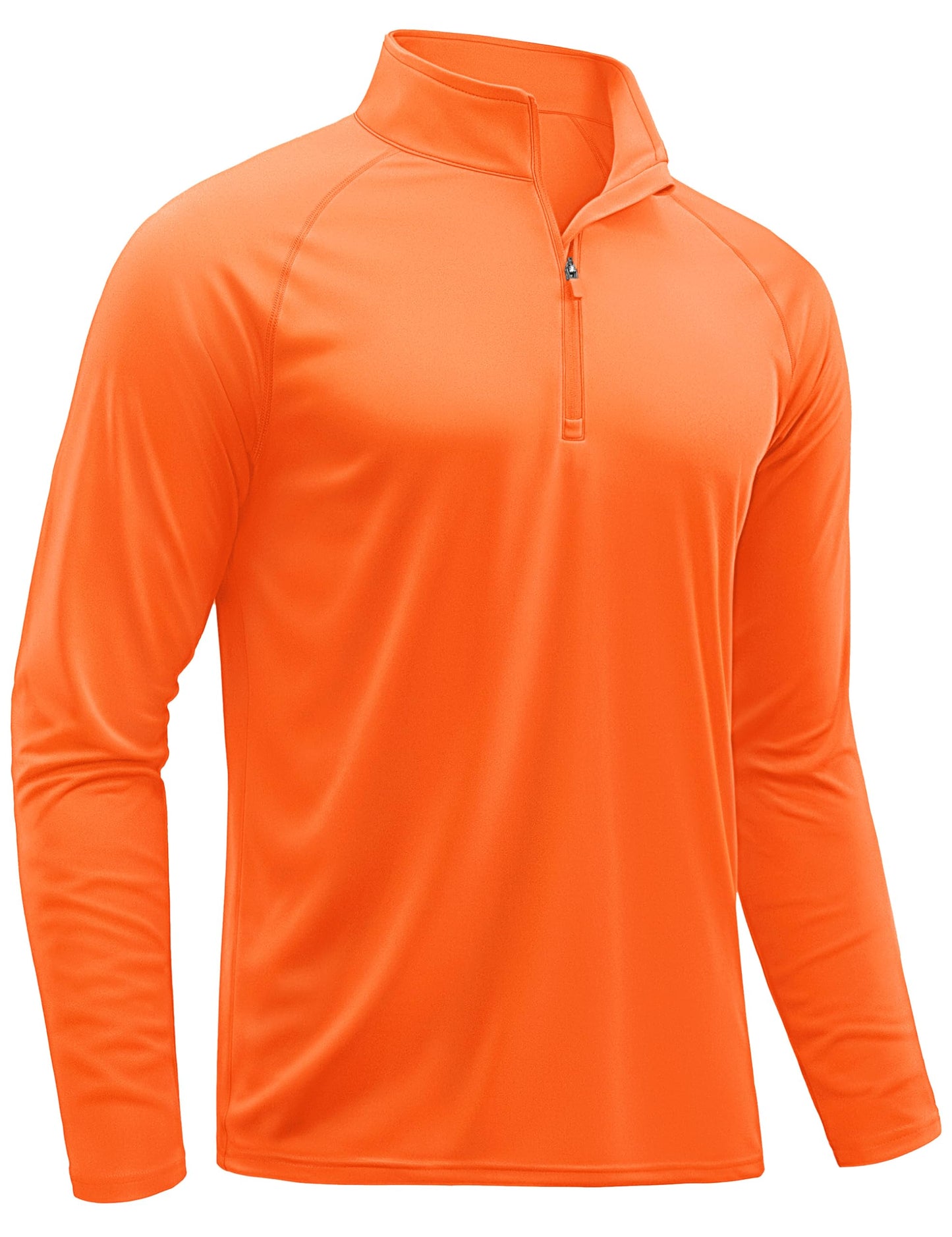 TACVASEN Running Shirts for Men Long Sleeve UV Protection 1/4 Zip Shirts for Athletic Summer Tops for Mens Rash Guard Golf T-Shirts Orange XXL