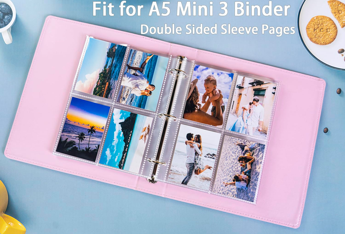 20 Pack 160 Pockets 2.5x3.5 Trading Card Sleeves,A5 Binder 4 Pocket Card Sleeves,Double-Sided 4 Pocket 6.1x7.6 Page Protector,Ultra-Clear Game Card Sheets for A5 Mini 3 Ring Binder