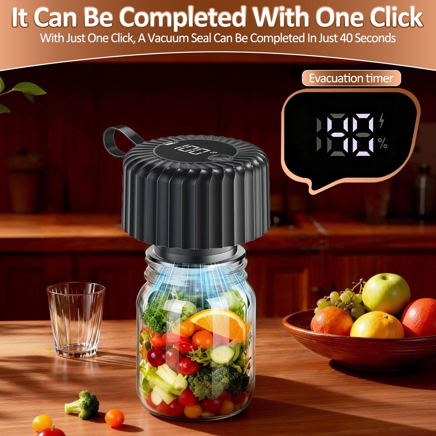 Electric Mason Jar Vacuum Sealer, Upgraded 3-in-1 Mason Vacuum Sealer Kit, Canning Supplies for Wide & Regular Mouth, Fully Automated and Portable for Food Storage (Black)