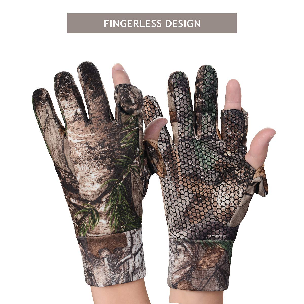 EAmber Camouflage Hunting Gloves Full Finger/Fingerless Gloves Pro Anti-Slip Camo Glove Archery Accessories Hunting Outdoors (M) (L) (L)