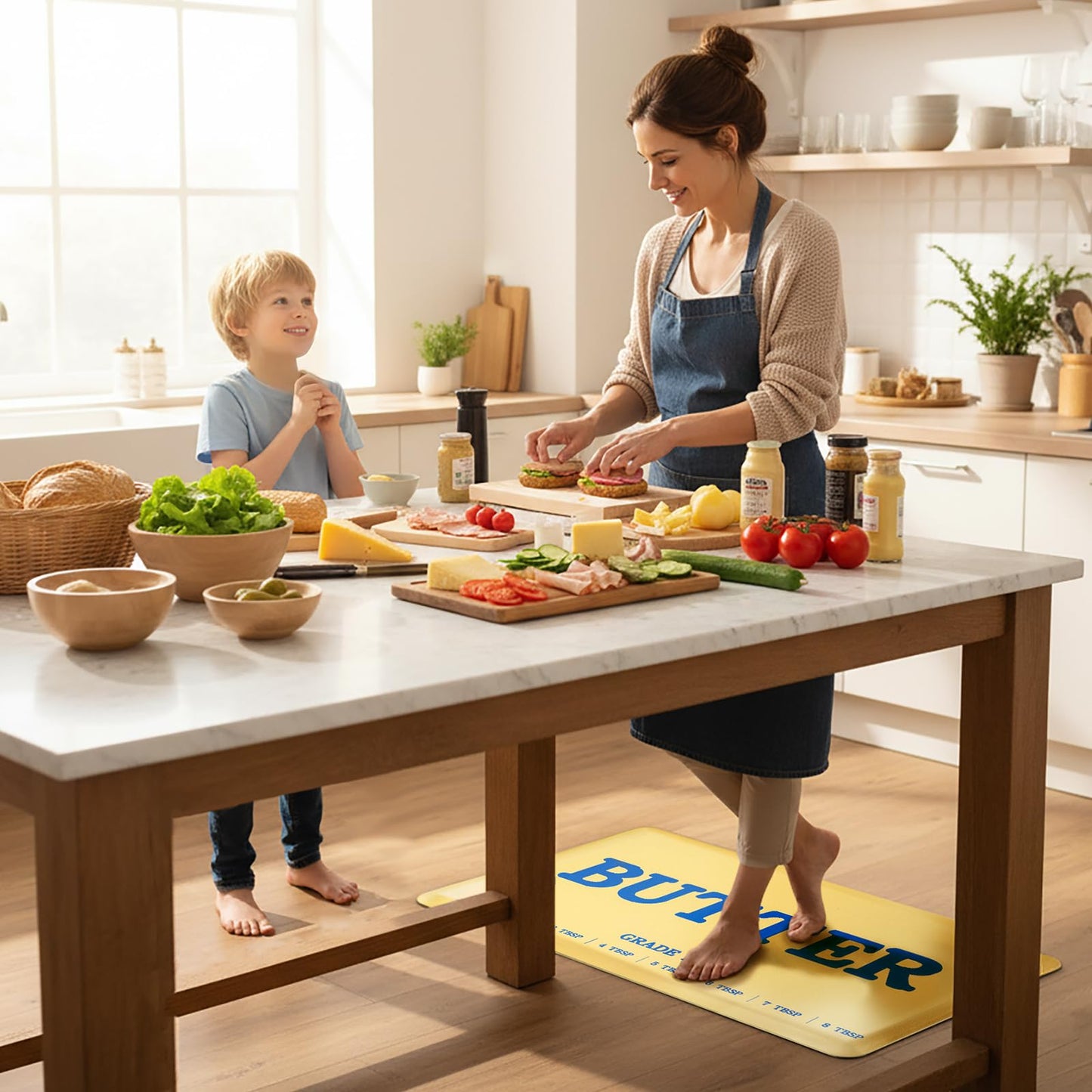 MSJGA Butter Rug Kitchen Rugs for Floor Cushioned Anti-Fatigue Mat 17.3"x28" Non-Slip Standing Desk Mat Comfort Floor Mats for House Sink Office Laundry