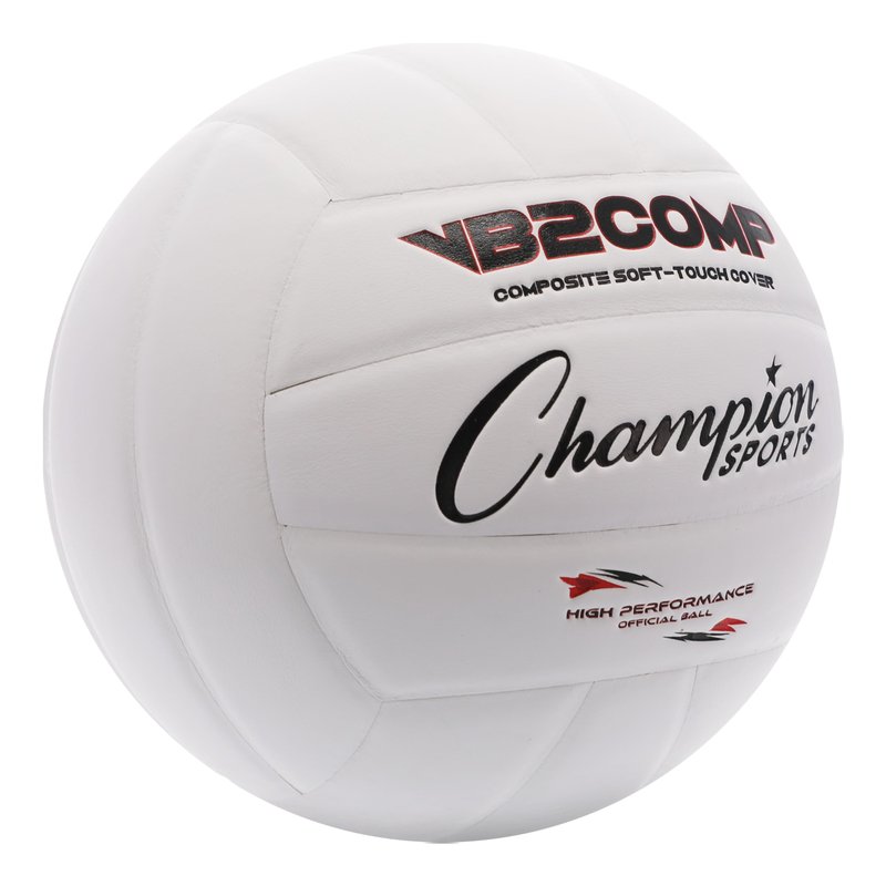 Champion Sports VB Pro Comp Indoor Volleyball – Official Size, Soft-Touch Composite Leather, White
