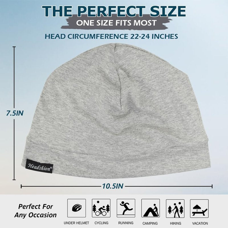 Headshion Cotton Skull Caps for Men Women,4-Pack Lightweight Beanie Sleep Caps Chemo Headwear 4 Grey