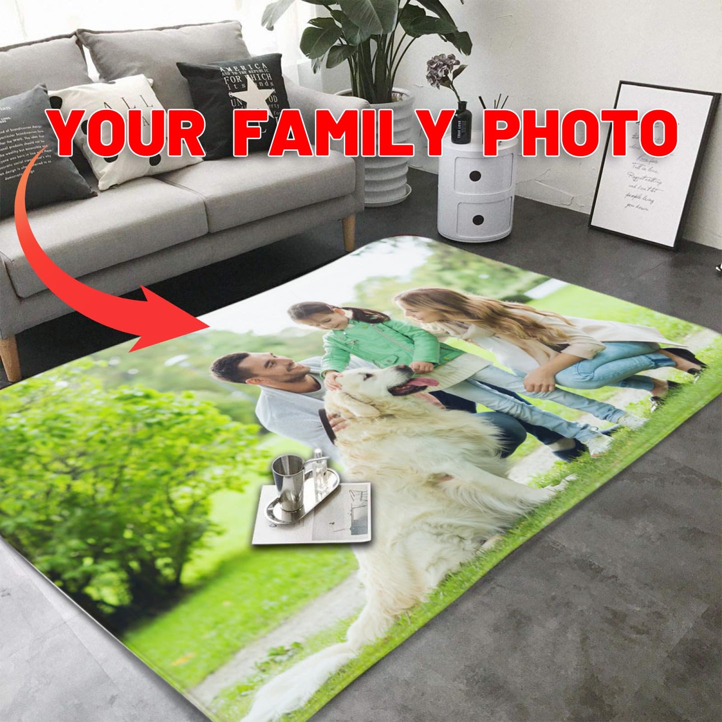 Made USA Personalized Rug Custom Rug Carpet with Your Image Logo Text Photo, Anti Slip Door Mat Decorative for Bedroom Room Office Balcony Sign Gifts 20 x 32 Inch