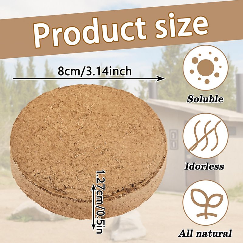 LEIFIDE Composting Toilet Coconut Coir Disks Coir Soil Disc for Organic Composting Toilet Indoor Outdoor Use, 3.94 x 0.59 Inches(24 Pcs)