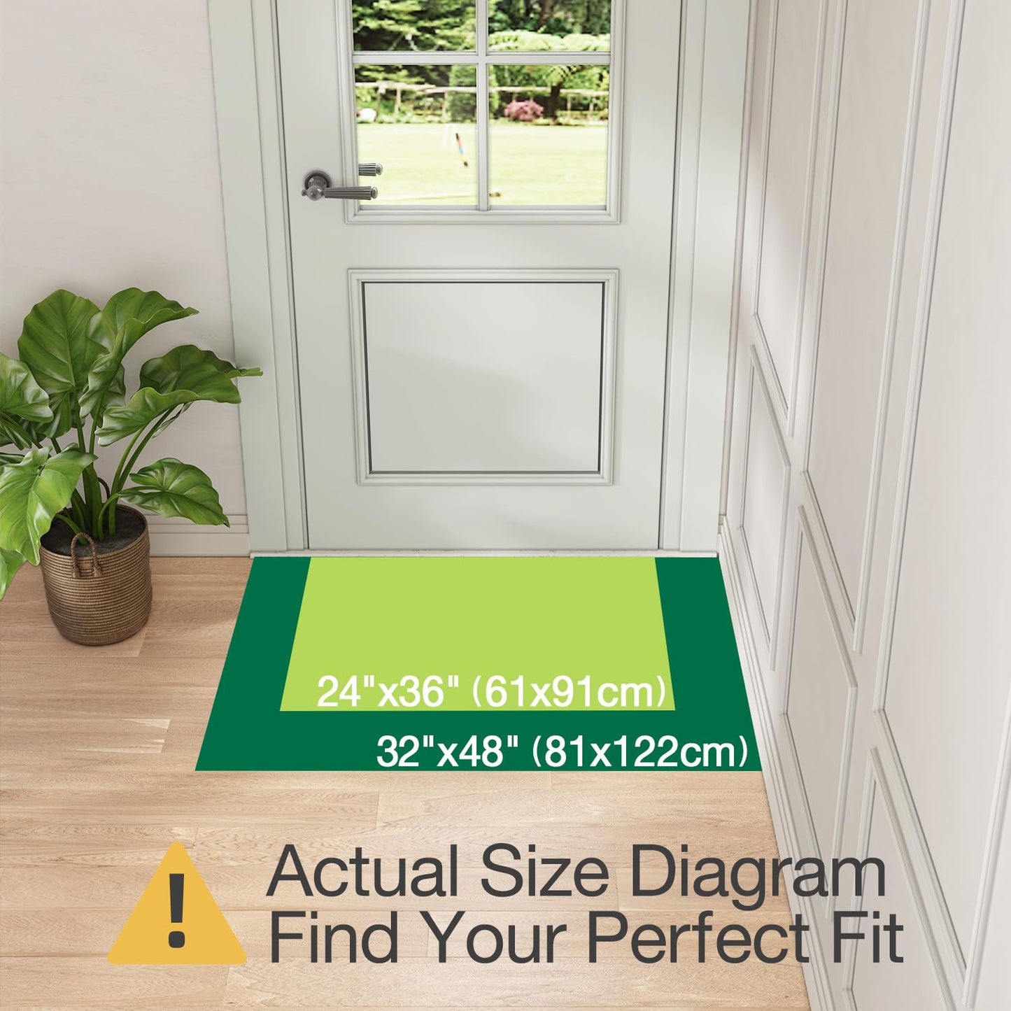 LUMI Front Door Mat Indoor Entrance 32"x48", Low Profile Welcome Mat, Non-Slip Washable Doormat with Rubber Backing for Entrance, Patio, Garage, Beige