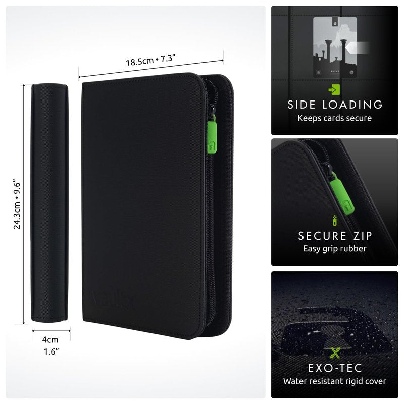 Vault X 4 Pocket Trading Card Zip Binder, 160 cards, Premium Exo-Tec Album Material, 20 Side-Loading Pages, Folder for Collectible Card Games, Sports, TCG (Orange)