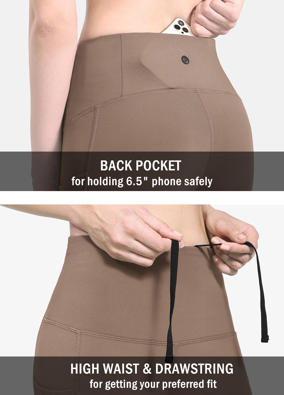 baleaf Fleece Lined Leggings Women Snow Waterproof Pants Thermal Warm Winter Yoga Cold Weather Gear with Pockets Cocoa Creme S