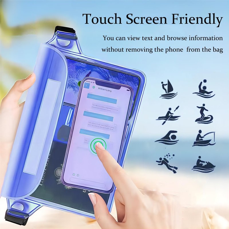 CADONO 2-Pack Waterproof Pouch with Adjustable Waist Strap | Screen Touch Sensitive Dry Bag, Keep Your Phone and Valuables Dry, Perfect for Swimming Kayaking Boating Fishing Beach Diving (Gray+Black)