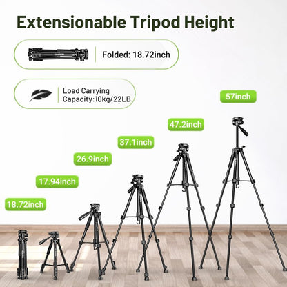 Huepar Professional Laser Level Tripod, 60 Inch Adjustable Laser Level Stand, Suit for Heavy Duty Laser Levels, Point Lasers, Laser Distance Measures; 1/4" & 5/8" Thread Mount, Non-Slip Feet, TPD14B