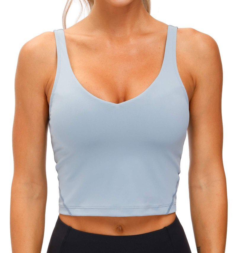 Women’s Longline Sports Bra Wirefree Padded Medium Support Yoga Bras Gym Running Workout Tank Tops (Denim Blue, X-Small)