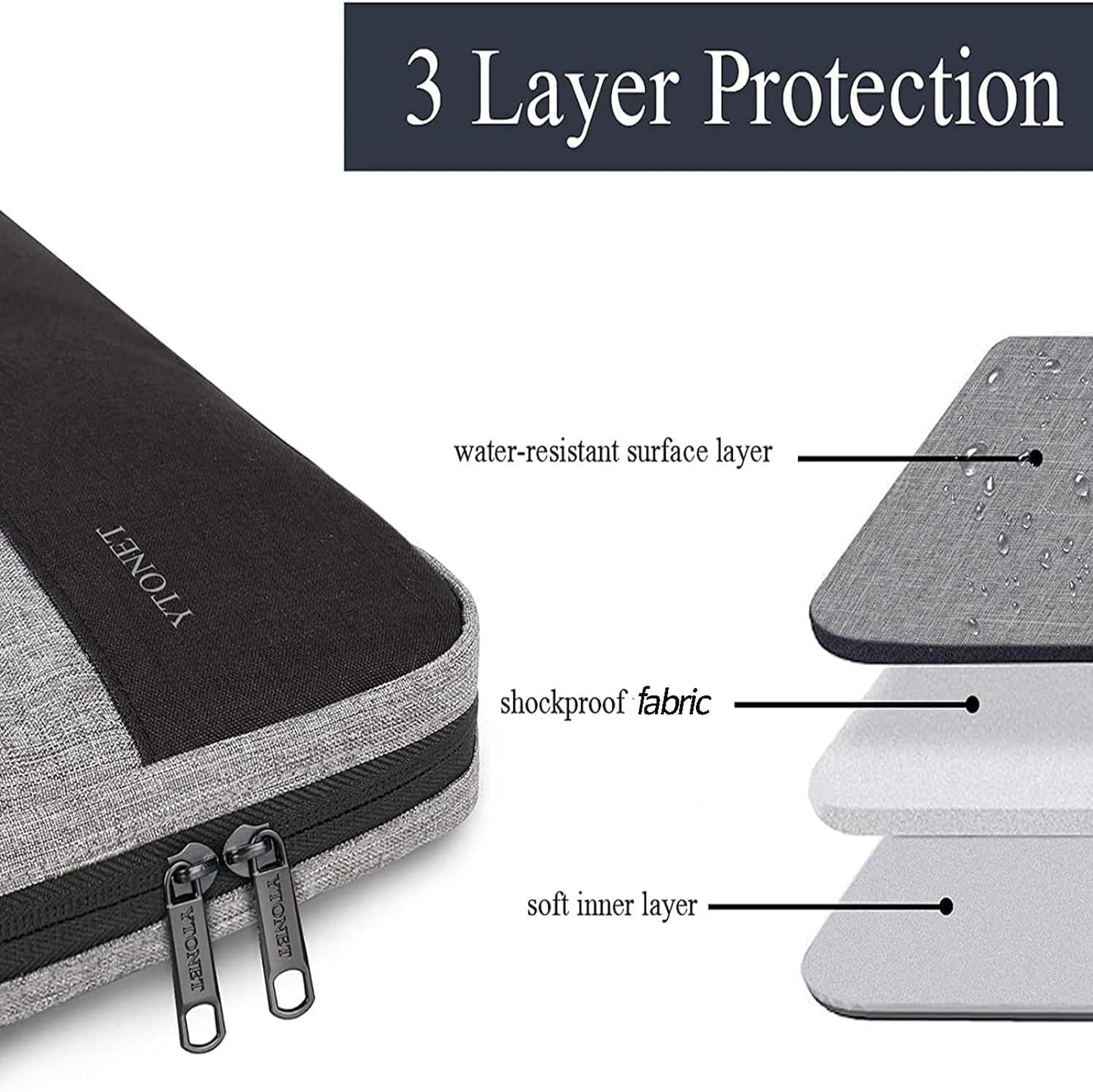 Ytonet 14 Inch Laptop Case, Water Resistant Laptop Sleeve Cover Computer Carrying Bag Compatible with 14 inch MacBook Air, MacBook Pro, HP, Lenovo, Dell, Asus, Acer, and Chromebook Notebooks, Grey