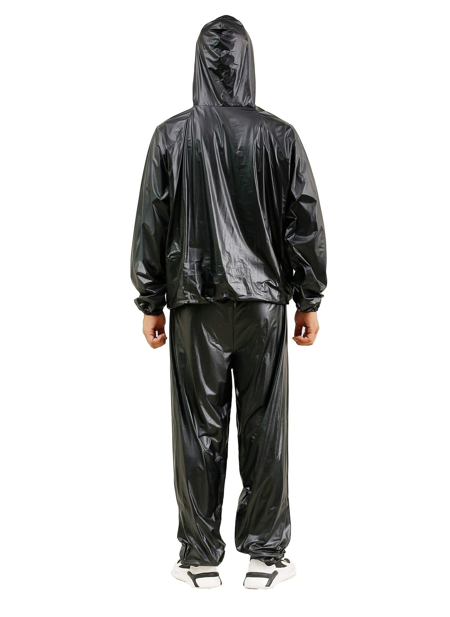 Heavy Duty Sauna Suit Exercise Fitness Sauna Sweat Suit Gym Workout Sauna Jacket and Sauna pants Plus Size Sauna Suit for Women Men | Windproof,Waterproof(size M,Black)