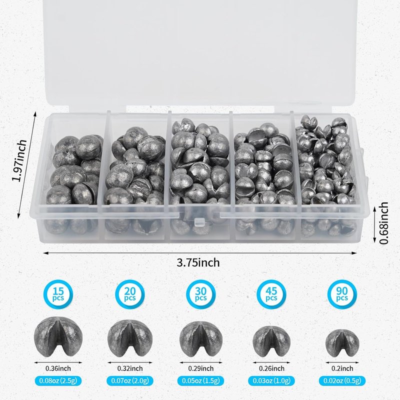 Split Shot Fishing Weights - 200/320Pcs Removable Lead Sinkers for Freshwater & Saltwater | Premium Duckbill Design - 5/6 Sizes