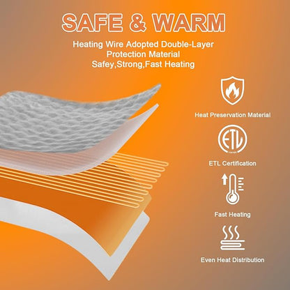 Heated Blanket Electric Throw Blanket 72''X 84''-Heating Blanket with 6 Heat Settings-10 Hours Auto Off,Cozy Faux Rabbit Fur Bubble Electric Blanket,Light Gray