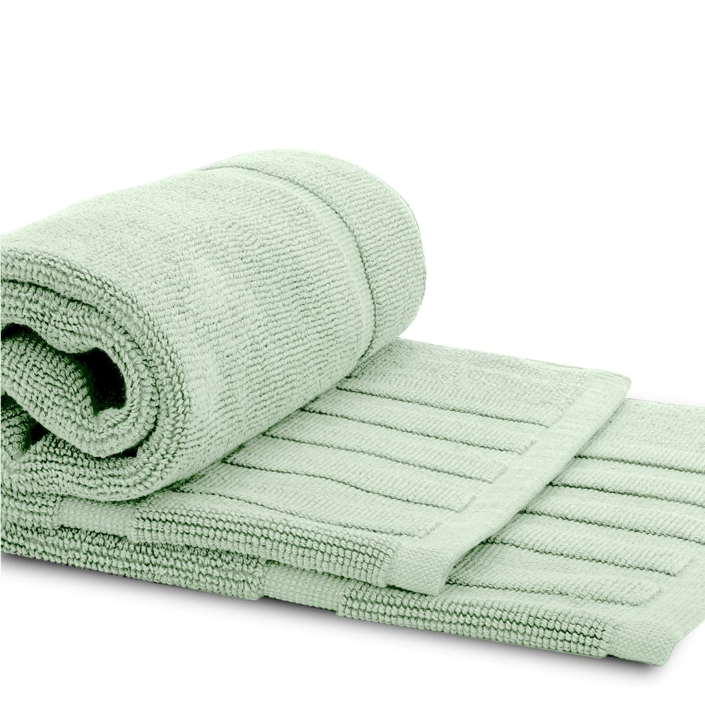 White Classic Luxury Bath Mat Floor Towel Set - Absorbent Cotton Hotel Spa Shower/Bathtub Mats [Not a Bathroom Rug] 22"x34" | 2 Pack | Green