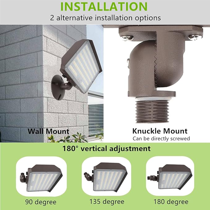 1Pack-Dusk to Dawn Outdoor 100W LED Flood Light with Knuckle&Plate, 3000K/4000K/5000K Color Selectable, 14000LM 1000W Equiv., ETL Commercial LED Floodlight, Outdoor Security Lighting for Parking Lot
