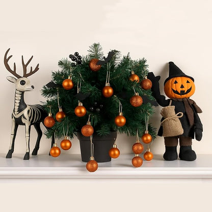 30ct Christmas Ball Ornaments, 2.36" Shatterproof Christmas Tree Decorations, Perfect Hanging Ball for Indoor/Outdoor Holiday Party Decor(Orange)