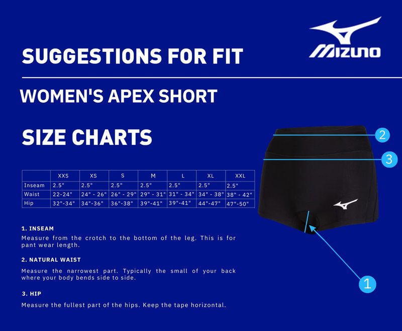 Mizuno Women's Apex 2.5" Inseam Volleyball Short, Royal, Small