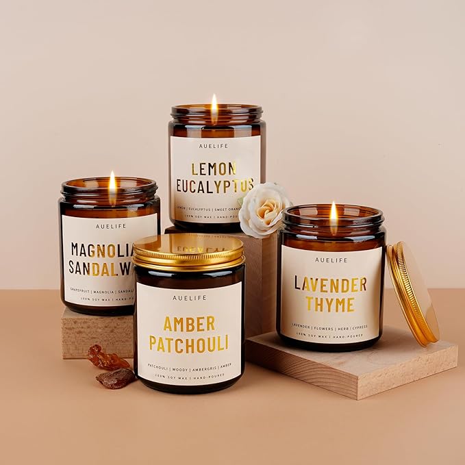 Scented Candles for Home - Magnolia & Sandalwood Candle | Aromatherapy Candle Gift for Women & Men, Soy Candles for Home Scented - 7oz