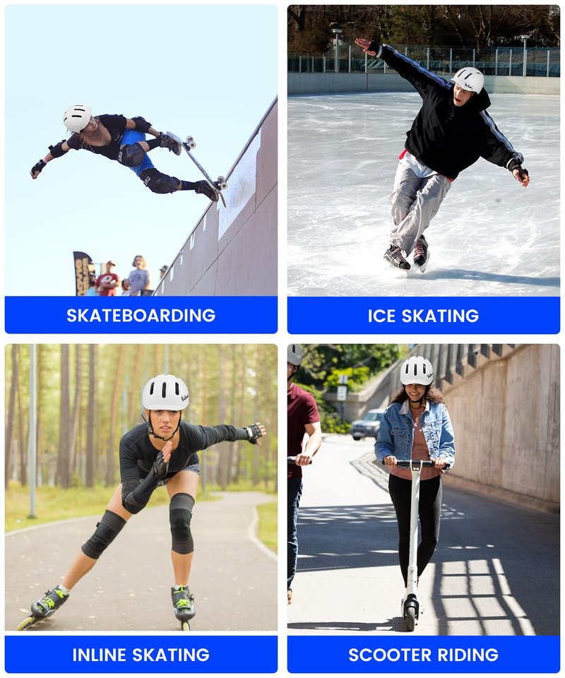 Besttravel Skateboard Helmet, Adjustment Bike Helmets for Adults, Multi-Sport Bicycle Skateboard Skating Longboard Commuter Helmet for Men Women