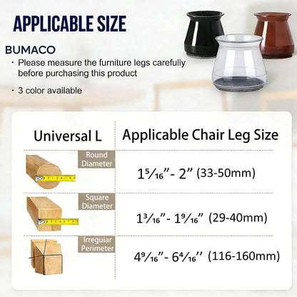 BUMACO Chair Leg Floor Protectors Chair Leg Protectors for Hardwood Floors Silicone Pads Covers to Protect Floors Black-40 Pcs Universal L (1-5/16" to 2")