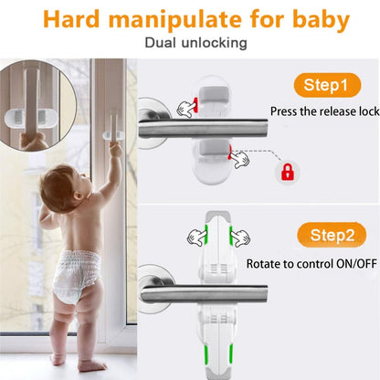 ZENTIVOR Child Safety Door Lever Lock (4 Pack) - No Drill 3M Adhesive Baby Proof for Handles - Easy One Hand Use Stops Kids Toddlers Pets