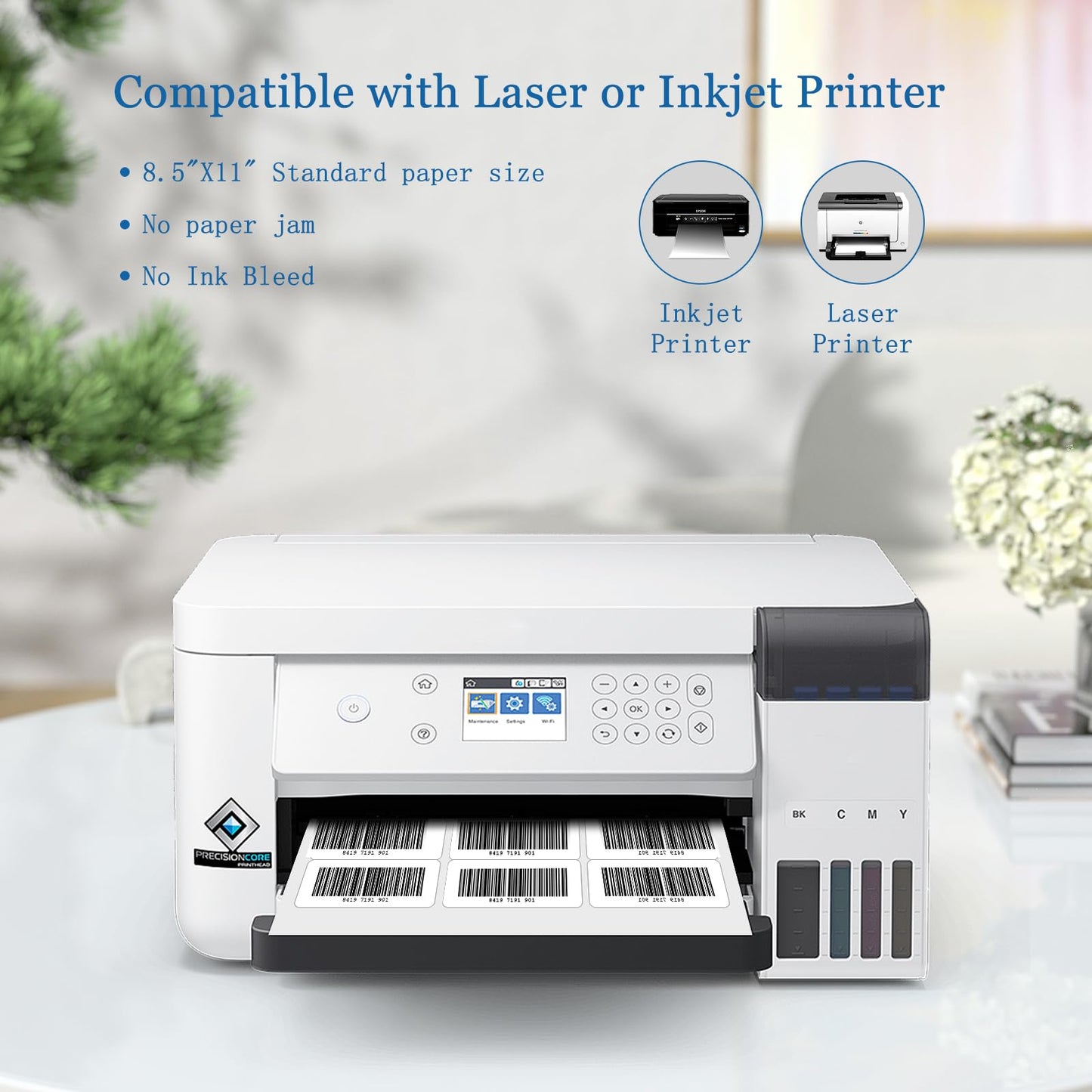 3000 Address Labels, BESTIKER 1” x 2-5/8” Printable Mailing Label for Envelopes, 30up Labels White Stickers for Laser Inkjet Printers, FBA Barcode Label 100 Sheets