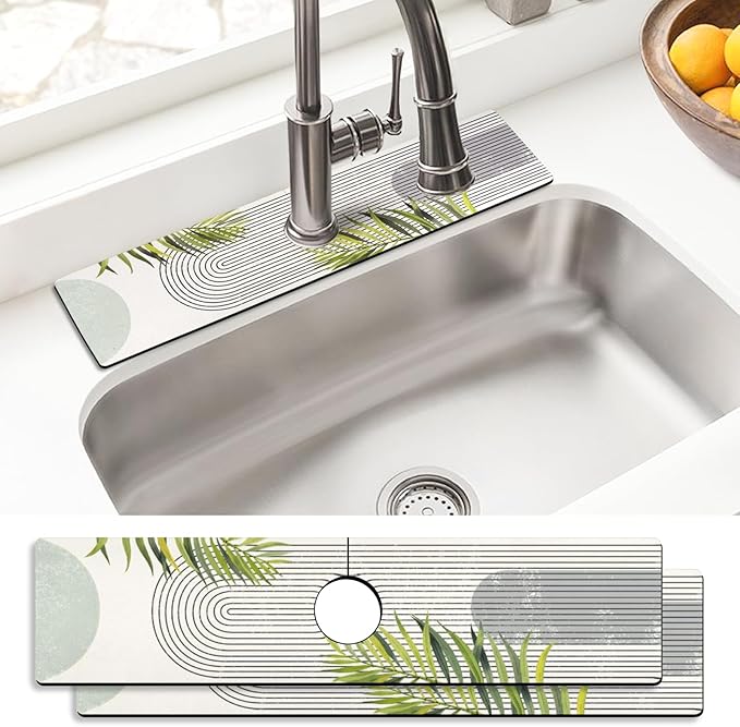 Sink Faucet Absorbing Mat, 2 Pack Drying Mat Around Faucet Sink Splash Guard