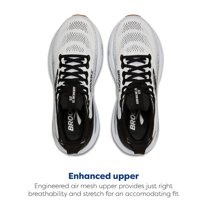 Brooks Women’s Adrenaline GTS 25 Supportive Running & Walking Shoe - White/Black/White - 12 Wide