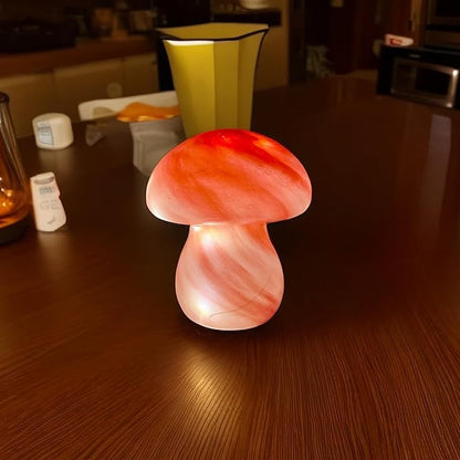 Mushroom Table Lamps Night Lights Cute Glass Nightstand Bedside Desk Lamps for Bedroom Living Study(Bulb Included) - Pink