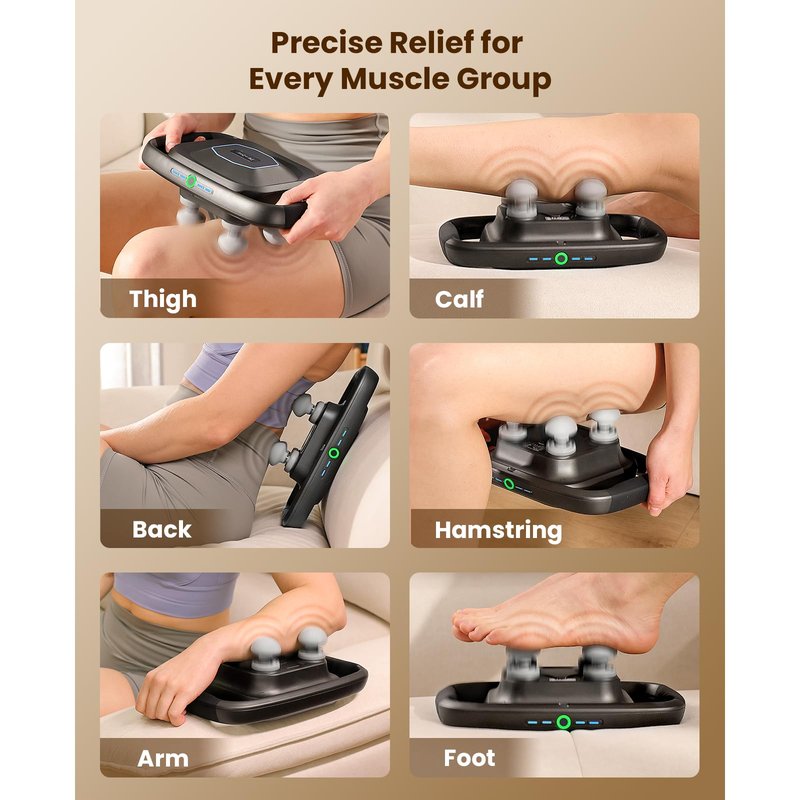 BOB AND BRAD A1 4-Head Massage Gun Deep Tissue, FSA Eligible/HSA Eligible, 4X Pain Relief Efficiency, Replaceable Massager Heads & Plate, Electric Percussion Massage Gun Tool for Back, Leg, Muscle