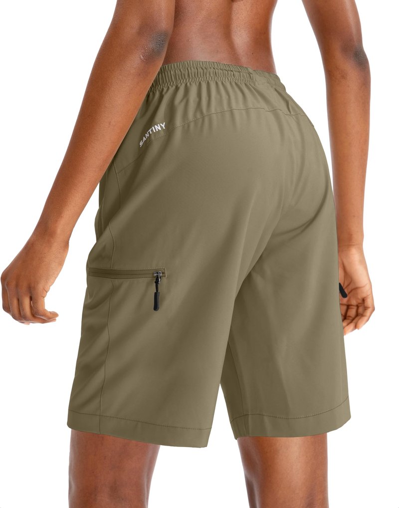 SANTINY Women's 5''/ 7''/9'' Hiking Cargo Shorts Quick Dry Lightweight Summer Shorts for Women Athletic Zipper Pockets(Dusty Khaki_XXL)