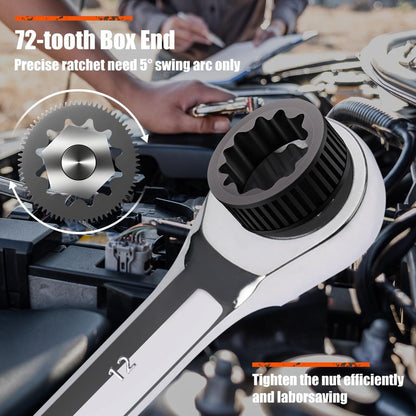 Egofine Ratcheting Wrench Set, 6 mm - 24 mm Metric Wrench Set 18pc, 72 Teeth Combination Wrenches Set, Chrome Vanadium Steel with a Roll Up Storage Bag