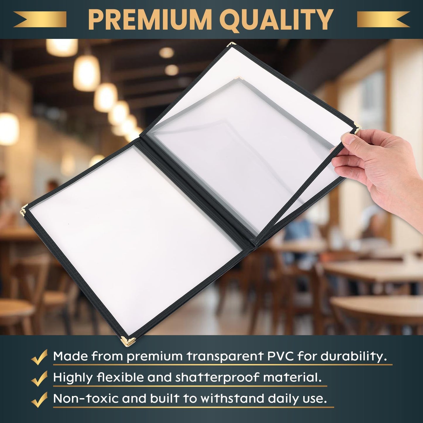 AMGSH 8.5 x 11 Inch Menu Covers, 10 Pack 6 Page 12 View Menu Sleeves Clear View Menu Holder for Kitchen, Restaurant Supplies, Drink, Wine Menu
