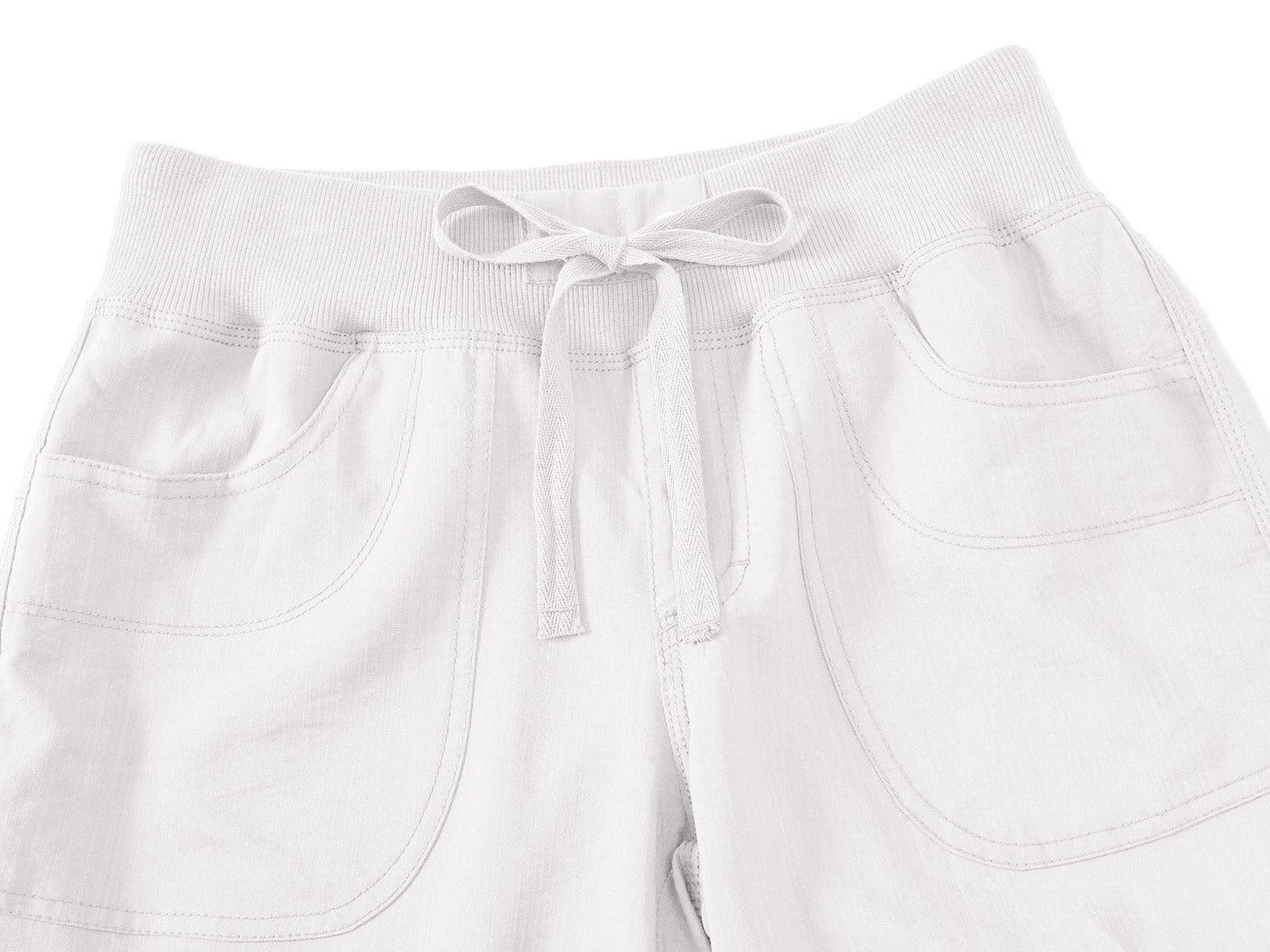MoFiz Womes Cargo Hiking Capri Pants Lightweight Quick Dry Running Athletic Casual Outdoor Button Pockets Rice White XL